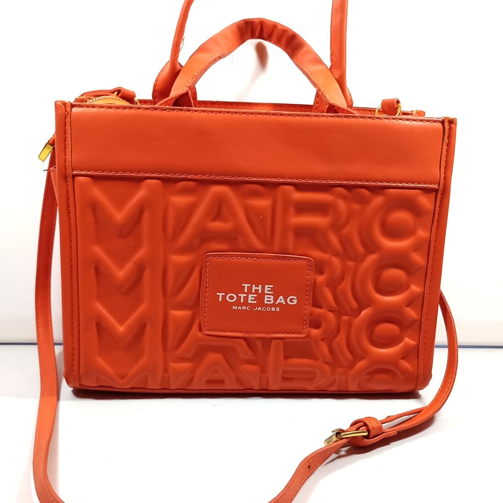Marc Jacobs The Tote Bag Small Orange Leather Crossbody Shoulder Handbag Purse